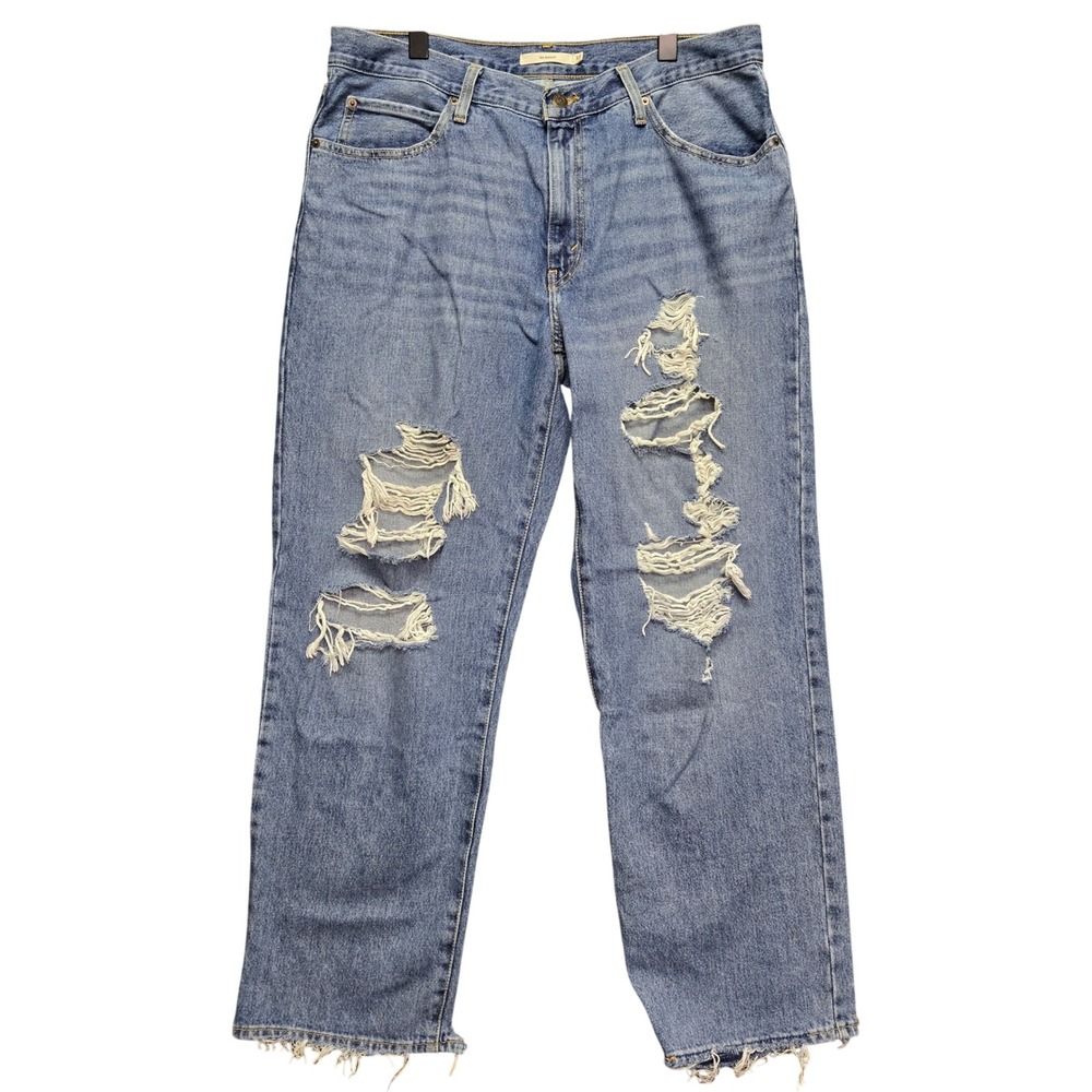 Levi's‎ '94 Baggy Jeans Womens 33 Blue Distressed Ripped High Rise Denim